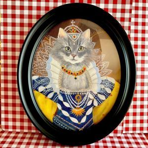 Vintage Style Royal Queen Kitty Cat Art